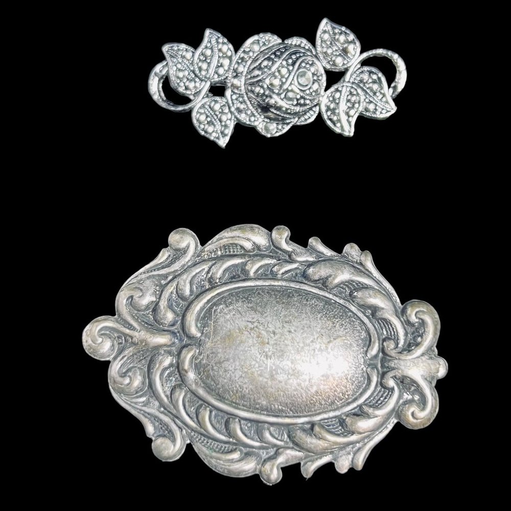 Lot of 6 Vintage Silver Tone Brooches - Picture 2 of 5